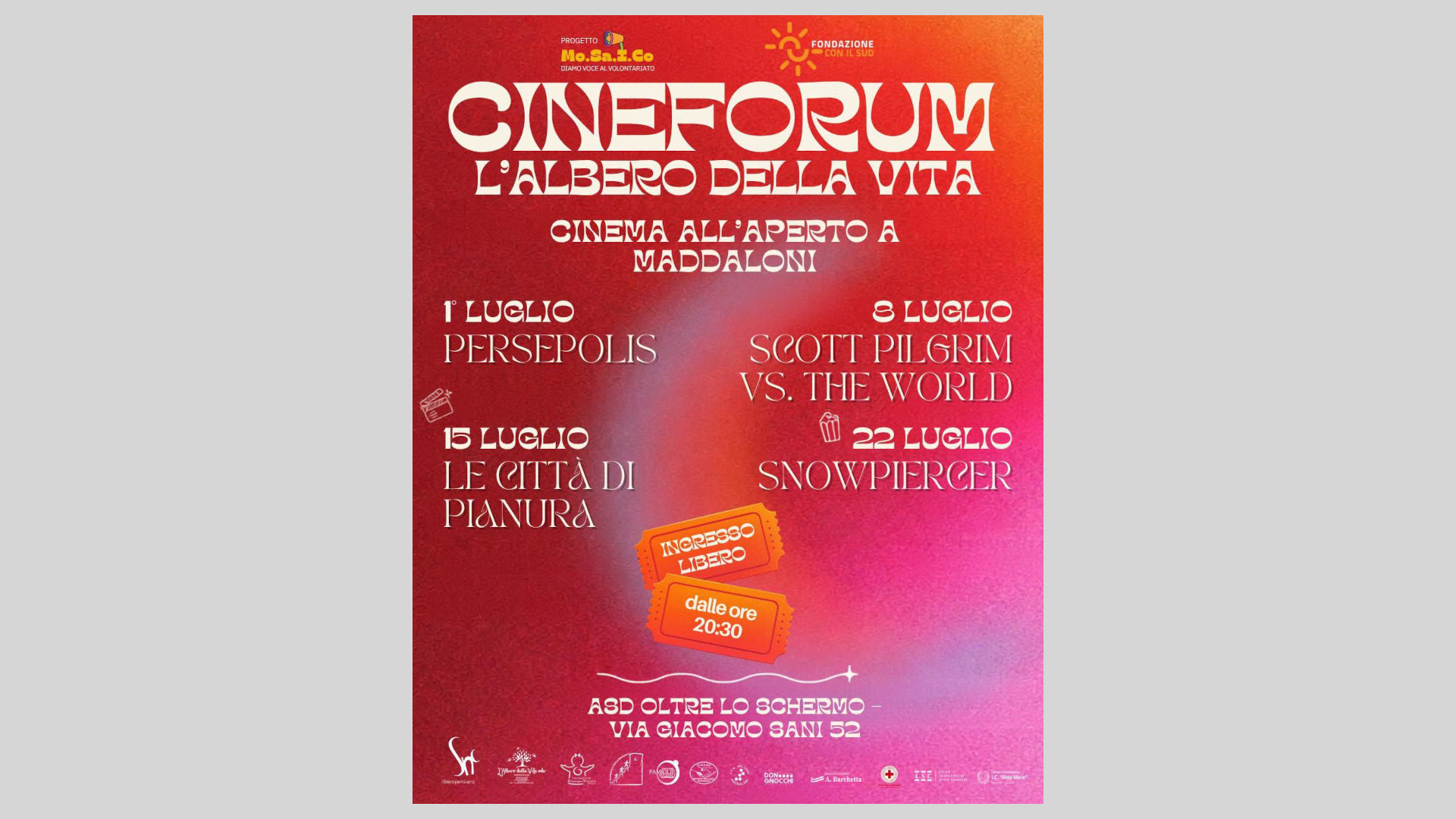 Il Cineforum continua all’aperto